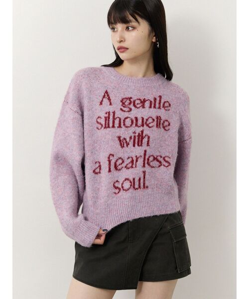 MURUA（ムルーア）の「フレーズカラーロゴニット（ニット/セーター・レディース・アイボリー/ブラック/ピンク/ネイビー・FREE）」の4枚目の写真