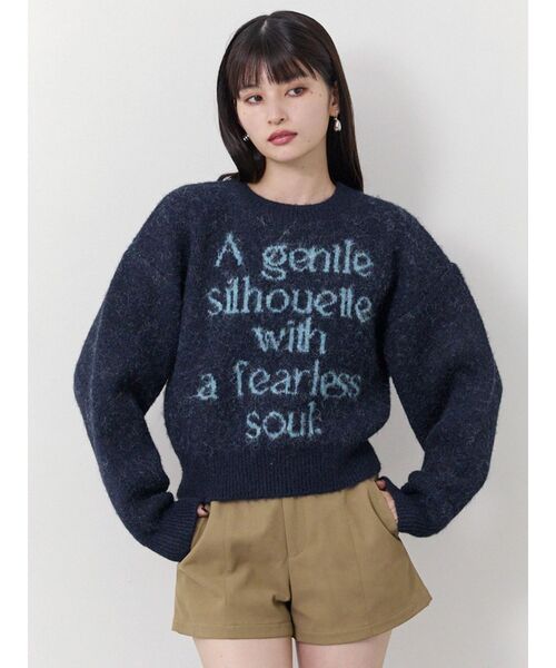 MURUA（ムルーア）の「フレーズカラーロゴニット（ニット/セーター・レディース・アイボリー/ブラック/ピンク/ネイビー・FREE）」の5枚目の写真