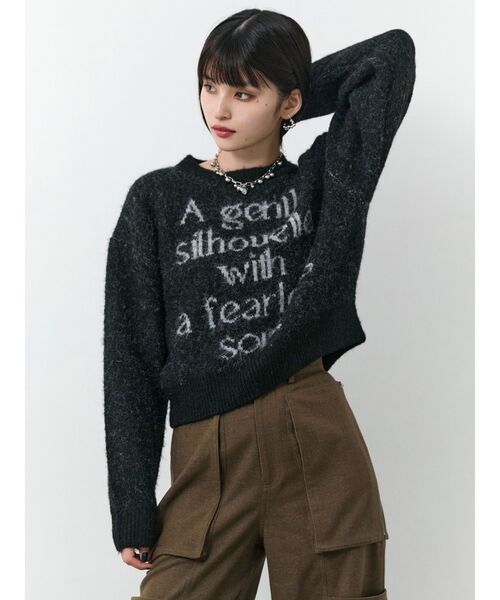 MURUA（ムルーア）の「フレーズカラーロゴニット（ニット/セーター・レディース・アイボリー/ブラック/ピンク/ネイビー・FREE）」の6枚目の写真