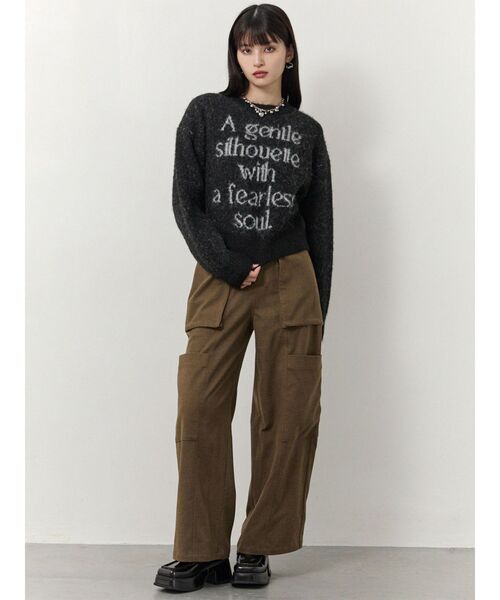 MURUA（ムルーア）の「フレーズカラーロゴニット（ニット/セーター・レディース・アイボリー/ブラック/ピンク/ネイビー・FREE）」の7枚目の写真