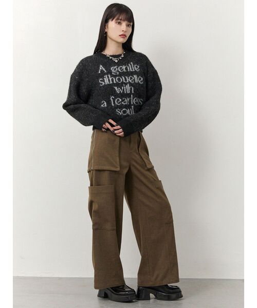 MURUA（ムルーア）の「フレーズカラーロゴニット（ニット/セーター・レディース・アイボリー/ブラック/ピンク/ネイビー・FREE）」の8枚目の写真