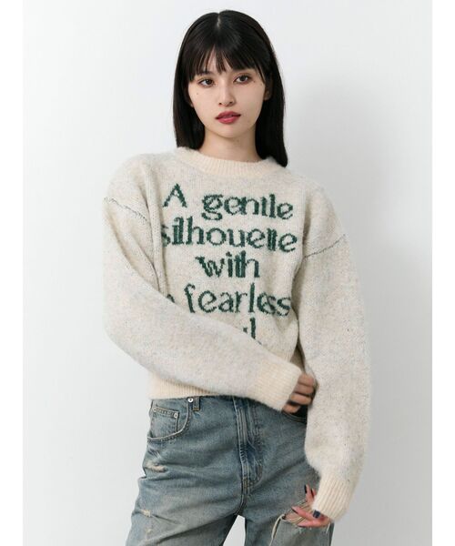 MURUA（ムルーア）の「フレーズカラーロゴニット（ニット/セーター・レディース・アイボリー/ブラック/ピンク/ネイビー・FREE）」の9枚目の写真