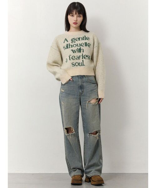 MURUA（ムルーア）の「フレーズカラーロゴニット（ニット/セーター・レディース・アイボリー/ブラック/ピンク/ネイビー・FREE）」の10枚目の写真