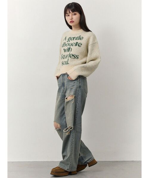 MURUA（ムルーア）の「フレーズカラーロゴニット（ニット/セーター・レディース・アイボリー/ブラック/ピンク/ネイビー・FREE）」の11枚目の写真