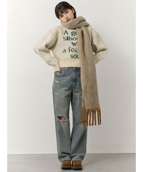 MURUA（ムルーア）の「フレーズカラーロゴニット（ニット/セーター・レディース・アイボリー/ブラック/ピンク/ネイビー・FREE）」の12枚目の写真