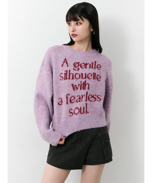 MURUA（ムルーア）の「フレーズカラーロゴニット（ニット/セーター・レディース・アイボリー/ブラック/ピンク/ネイビー・FREE）」の13枚目の写真