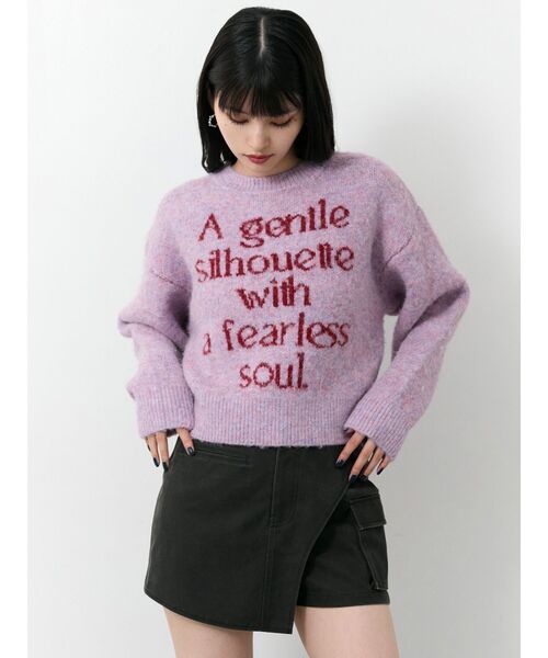 MURUA（ムルーア）の「フレーズカラーロゴニット（ニット/セーター・レディース・アイボリー/ブラック/ピンク/ネイビー・FREE）」の14枚目の写真