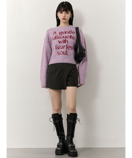 MURUA（ムルーア）の「フレーズカラーロゴニット（ニット/セーター・レディース・アイボリー/ブラック/ピンク/ネイビー・FREE）」の15枚目の写真