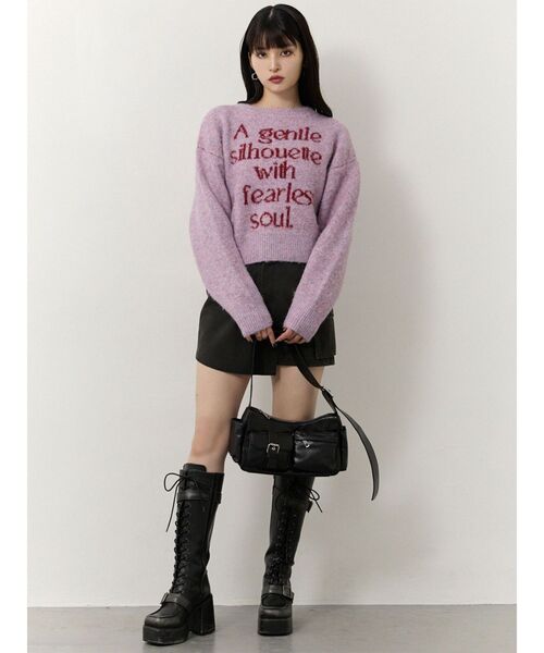 MURUA（ムルーア）の「フレーズカラーロゴニット（ニット/セーター・レディース・アイボリー/ブラック/ピンク/ネイビー・FREE）」の16枚目の写真