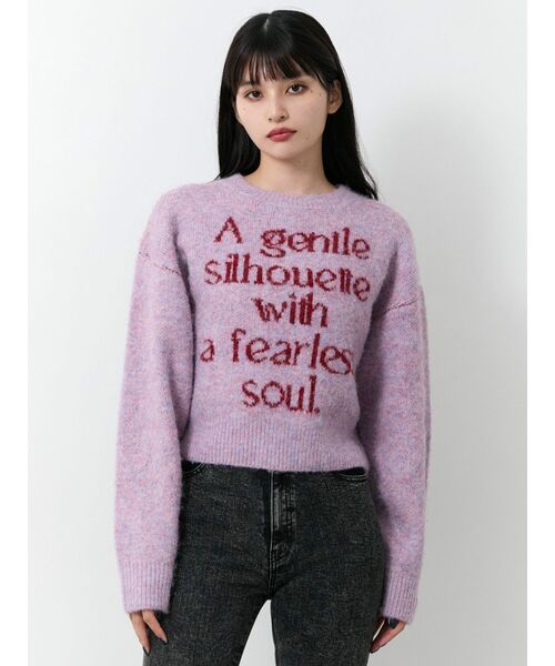 MURUA（ムルーア）の「フレーズカラーロゴニット（ニット/セーター・レディース・アイボリー/ブラック/ピンク/ネイビー・FREE）」の21枚目の写真