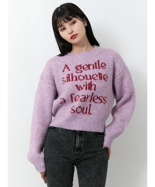 MURUA（ムルーア）の「フレーズカラーロゴニット（ニット/セーター・レディース・アイボリー/ブラック/ピンク/ネイビー・FREE）」の22枚目の写真