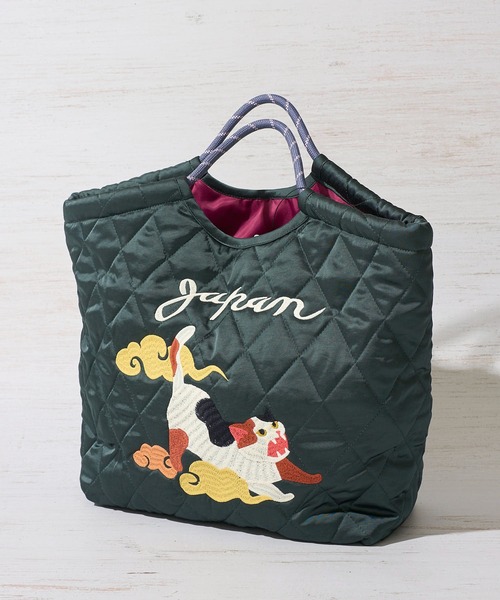 HOUSTON(ヒューストン)の「【HOUSTON / ヒューストン】SATIN MARKET BAG / キルティング マーケットバッグ(トートバッグ・レディース・グリーン/イエロー/ピンク・FREE)」の2枚目の写真