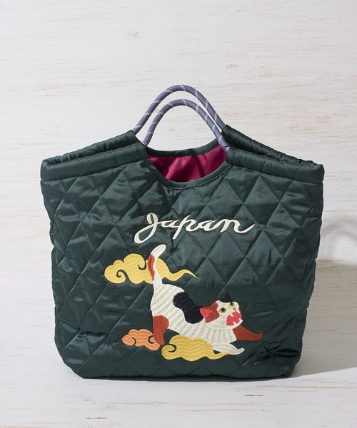 HOUSTON(ヒューストン)の「【HOUSTON / ヒューストン】SATIN MARKET BAG / キルティング マーケットバッグ(トートバッグ・レディース・グリーン/イエロー/ピンク・FREE)」の4枚目の写真