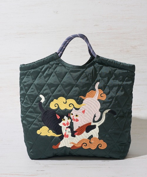 HOUSTON(ヒューストン)の「【HOUSTON / ヒューストン】SATIN MARKET BAG / キルティング マーケットバッグ(トートバッグ・レディース・グリーン/イエロー/ピンク・FREE)」の5枚目の写真