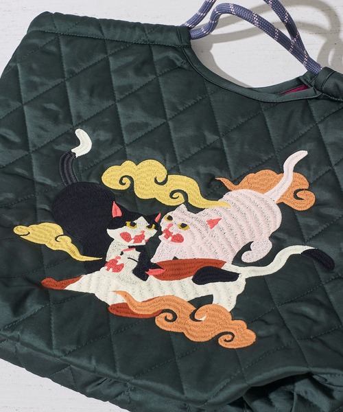 HOUSTON(ヒューストン)の「【HOUSTON / ヒューストン】SATIN MARKET BAG / キルティング マーケットバッグ(トートバッグ・レディース・グリーン/イエロー/ピンク・FREE)」の14枚目の写真