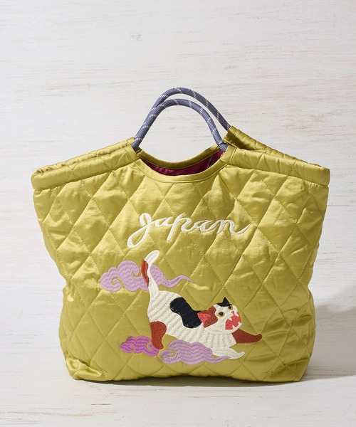 HOUSTON(ヒューストン)の「【HOUSTON / ヒューストン】SATIN MARKET BAG / キルティング マーケットバッグ(トートバッグ・レディース・グリーン/イエロー/ピンク・FREE)」の6枚目の写真