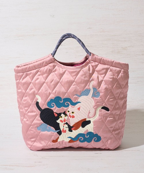 HOUSTON(ヒューストン)の「【HOUSTON / ヒューストン】SATIN MARKET BAG / キルティング マーケットバッグ(トートバッグ・レディース・グリーン/イエロー/ピンク・FREE)」の9枚目の写真