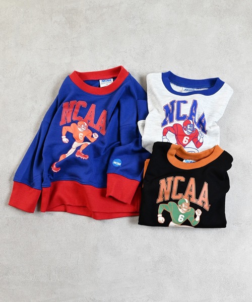 NCAA（エヌシーエーエー）の「【NCAA】カレッジプリントクルーネックスウェット（スウェット・キッズ・ブラック/ブルー/キナリ・100/110/120/130/140）」の4枚目の写真
