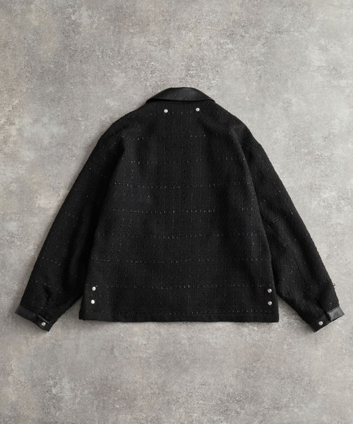 Many buckle belt tweed blouson/メニーバックルベルトツイード