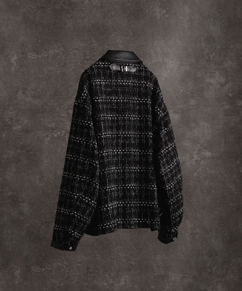 Many buckle belt tweed blouson/メニーバックルベルトツイード