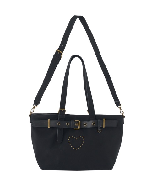 idem（イデム）の「heart × belt suede shoulder bag / ハートベルトスエードショルダーバッグ（トートバッグ・レディース・ブラック/ブラウン・FREE）」の11枚目の写真