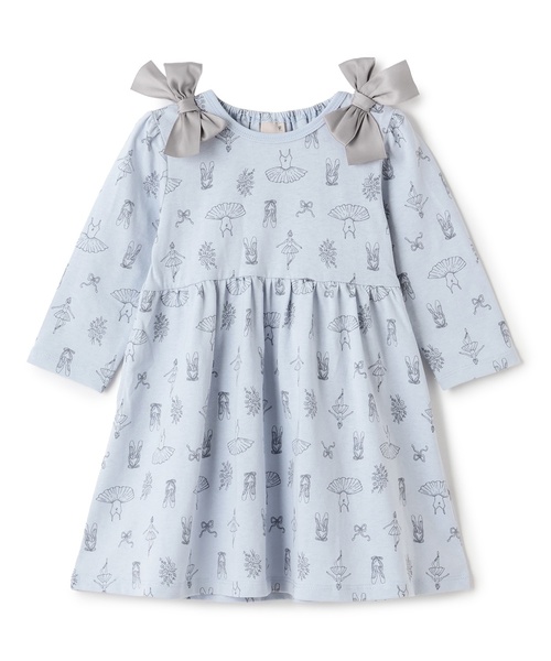 petit main(プティマイン)の「【GOODPRICE】柄リボンカットワンピース(ワンピース・キッズ・オフホワイト/ブラック/ピンク/ライトブルー・100cm/90cm/130cm/80cm/120cm/110cm)」の4枚目の写真