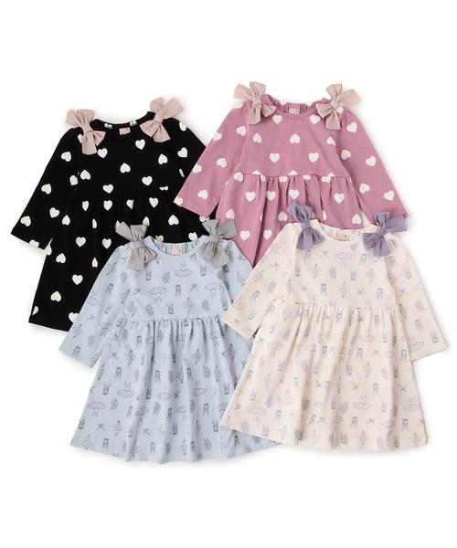 petit main(プティマイン)の「【GOODPRICE】柄リボンカットワンピース(ワンピース・キッズ・オフホワイト/ブラック/ピンク/ライトブルー・100cm/90cm/130cm/80cm/120cm/110cm)」の6枚目の写真