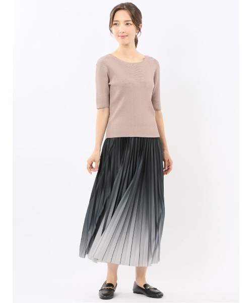 m.f.editorial（エムエフエディトリアル）の「【2WAY ストレッチ ハンドウォッシャブル】m.f.エディトリアル レディース 前後2WAY 半袖ニットプルオーバー（ニット/セーター・レディース・ブルー/ベージュ/ネイビー/パープル・MEDIUM/LARGE）」の7枚目の写真