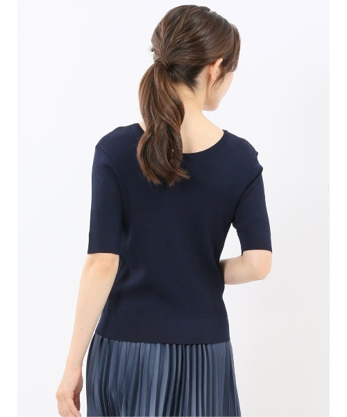m.f.editorial（エムエフエディトリアル）の「【2WAY ストレッチ ハンドウォッシャブル】m.f.エディトリアル レディース 前後2WAY 半袖ニットプルオーバー（ニット/セーター・レディース・ブルー/ベージュ/ネイビー/パープル・MEDIUM/LARGE）」の11枚目の写真