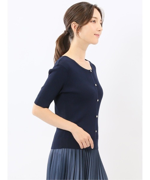 m.f.editorial（エムエフエディトリアル）の「【2WAY ストレッチ ハンドウォッシャブル】m.f.エディトリアル レディース 前後2WAY 半袖ニットプルオーバー（ニット/セーター・レディース・ブルー/ベージュ/ネイビー/パープル・MEDIUM/LARGE）」の16枚目の写真