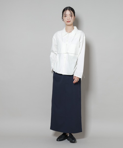 NANO universe（ナノユニバース）の「スーツライクIラインロングスカート（スカート・レディース・ブラック/チャコール/ネイビー・FREE）」の7枚目の写真