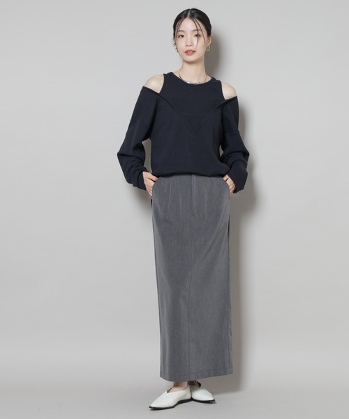 NANO universe（ナノユニバース）の「スーツライクIラインロングスカート（スカート・レディース・ブラック/チャコール/ネイビー・FREE）」の12枚目の写真