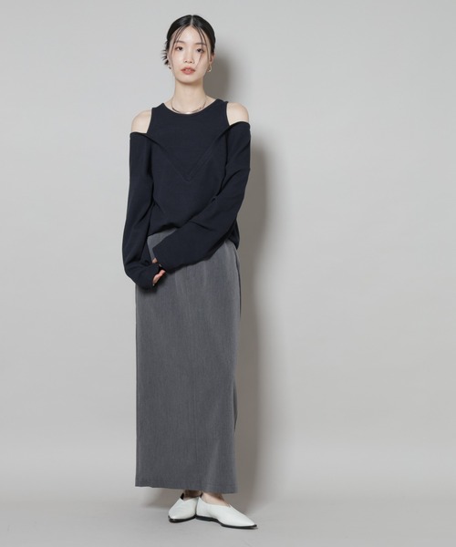 NANO universe（ナノユニバース）の「スーツライクIラインロングスカート（スカート・レディース・ブラック/チャコール/ネイビー・FREE）」の13枚目の写真