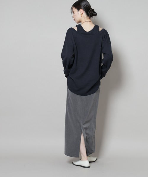 NANO universe（ナノユニバース）の「スーツライクIラインロングスカート（スカート・レディース・ブラック/チャコール/ネイビー・FREE）」の15枚目の写真