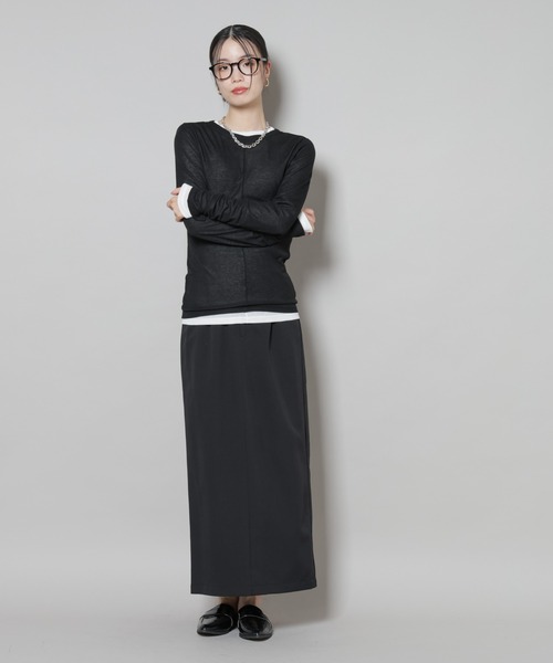 NANO universe（ナノユニバース）の「スーツライクIラインロングスカート（スカート・レディース・ブラック/チャコール/ネイビー・FREE）」の19枚目の写真