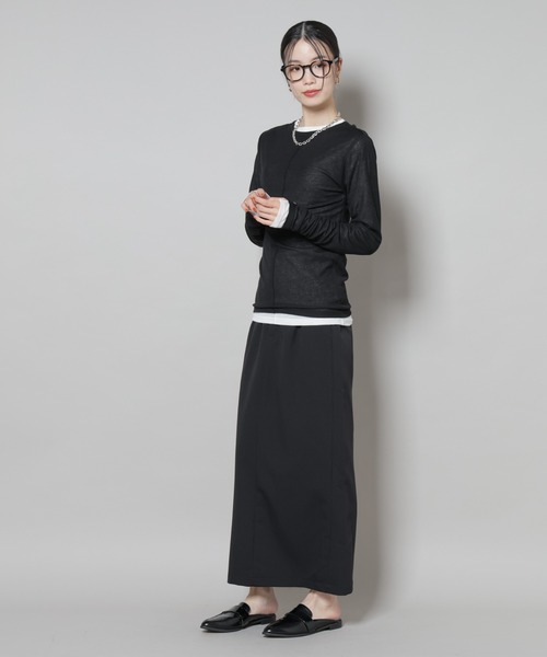 NANO universe（ナノユニバース）の「スーツライクIラインロングスカート（スカート・レディース・ブラック/チャコール/ネイビー・FREE）」の21枚目の写真