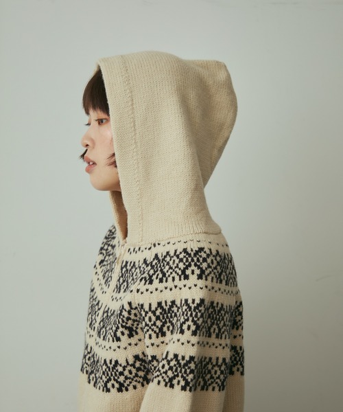 セール】nordic hood zip knit cardigan / ノルディックフードジップ