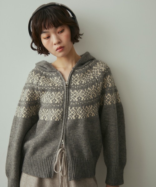 nordic hood zip knit cardigan / ノルディックフードジップニット