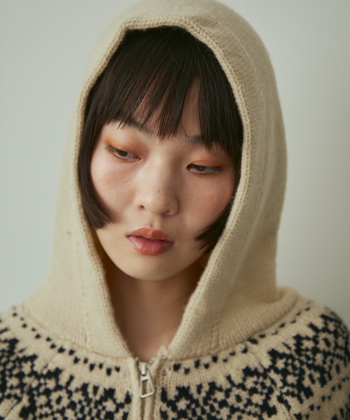 full/fill.（フルフィル）の「nordic hood zip knit cardigan / ノルディックフードジップニットカーディガン（ニット/セーター・レディース・グレー/アイボリー・FREE）」の16枚目の写真