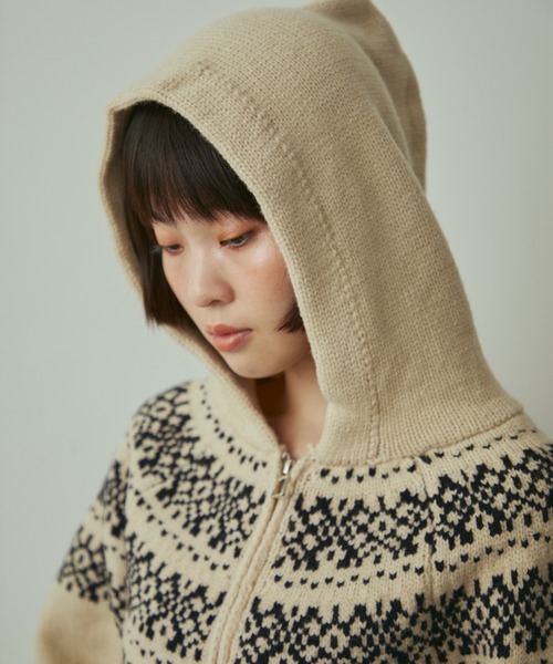 セール】nordic hood zip knit cardigan / ノルディックフードジップ