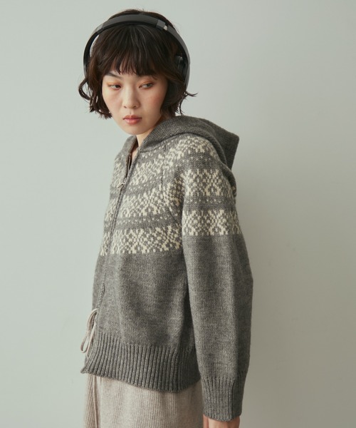 nordic hood zip knit cardigan / ノルディックフードジップニット
