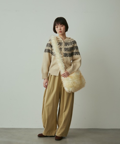 トップス pablo vinci Zip knit cardigan nordic nordic hood zip knit cardigan / ノルディックフードジップニット