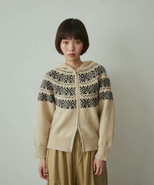 nordic hood zip knit cardigan / ノルディックフードジップニット