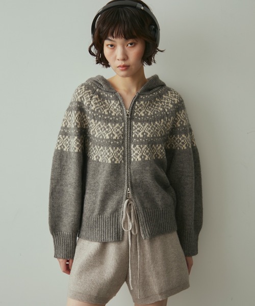nordic hood zip knit cardigan / ノルディックフードジップニット