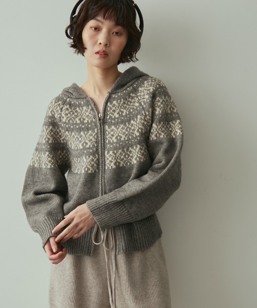 nordic hood zip knit cardigan / ノルディックフードジップニット