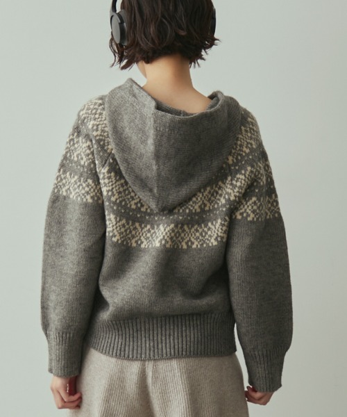 nordic hood zip knit cardigan / ノルディックフードジップニット
