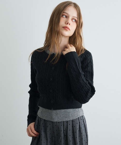 Mirette(ミレット)の「バイカラーニットカーディガン / Bi-Color Knit Cardigan(カーディガン/ボレロ・レディース・ネイビー/ブラック/グレー・FREE)」の22枚目の写真