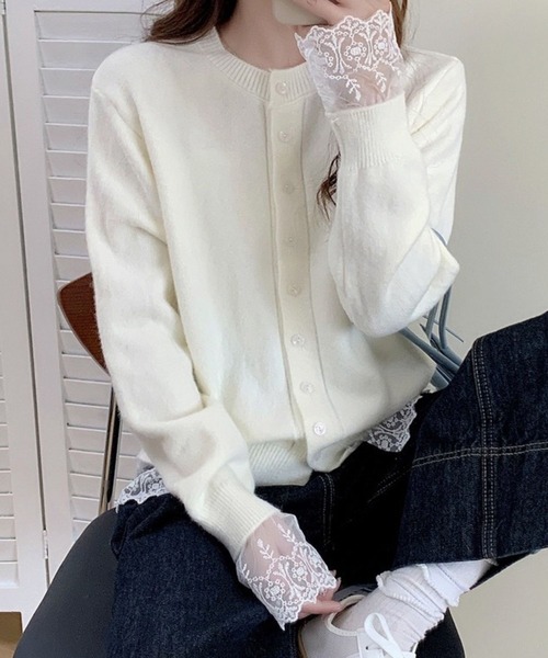 SPIGA（スピーガ）の「裾ﾚｰｽﾆｯﾄｶｰﾃﾞｨｶﾞﾝ（カーディガン/ボレロ・レディース・ブルー/グレー/ブラック/レッド/ピンク/ホワイト/イエロー・FREE）」の18枚目の写真