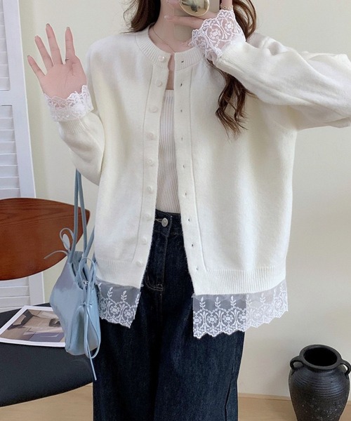 SPIGA（スピーガ）の「裾ﾚｰｽﾆｯﾄｶｰﾃﾞｨｶﾞﾝ（カーディガン/ボレロ・レディース・ブルー/グレー/ブラック/レッド/ピンク/ホワイト/イエロー・FREE）」の19枚目の写真