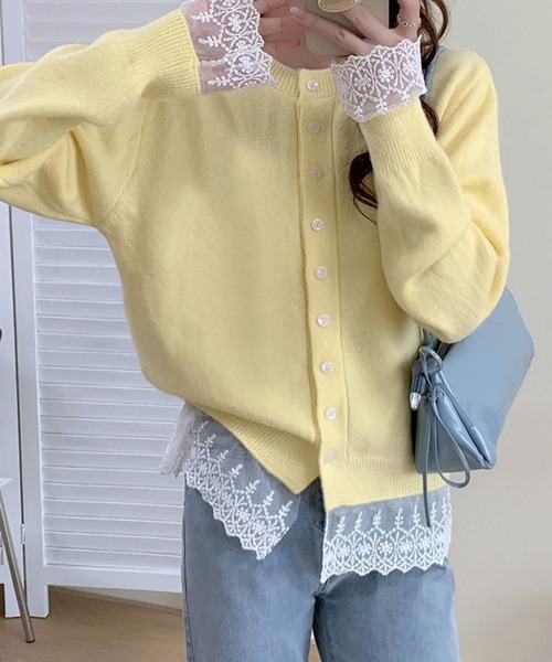 SPIGA（スピーガ）の「裾ﾚｰｽﾆｯﾄｶｰﾃﾞｨｶﾞﾝ（カーディガン/ボレロ・レディース・ブルー/グレー/ブラック/レッド/ピンク/ホワイト/イエロー・FREE）」の20枚目の写真